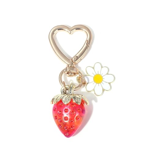 PALAY® 2Pcs Strawberry Bag Charms Keychain with Gift Box Metal Heart Flower Key Chain for Girls Car Accessories Bag Charms for Handbags Purse Unique Birthday Gifts Women,Girls PALAY® 2Pcs Strawberry Bag Charms Keychain with Gift Box Metal Heart Flower Key Chain for Girls Car Accessories Bag Charms for Handbags Purse Unique Birthday Gifts Women,Girls